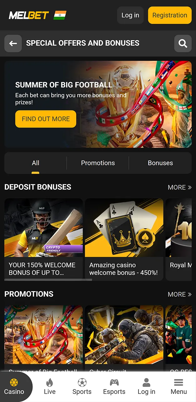 Make a deposit and activate the bonus in the Melbet app.