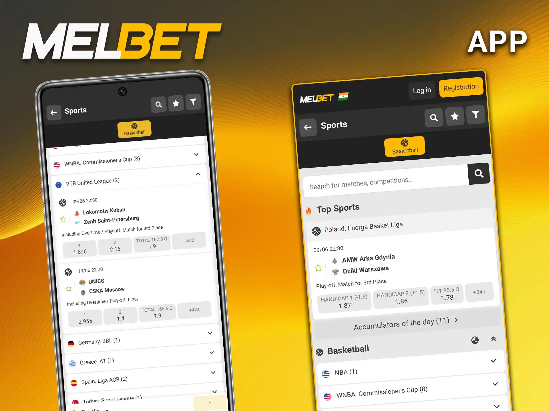 Download the official mobile application to explore odds and enjoy basketball betting in the Melbet app.