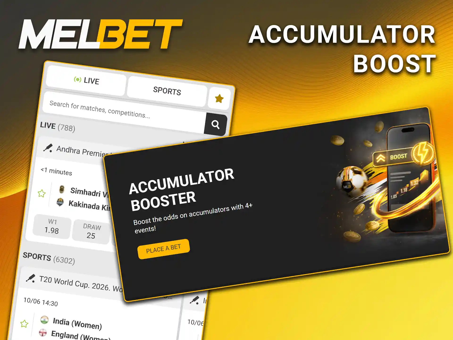 Increase your potential payouts for multi-bets by activating the accumulator boost on Melbet.