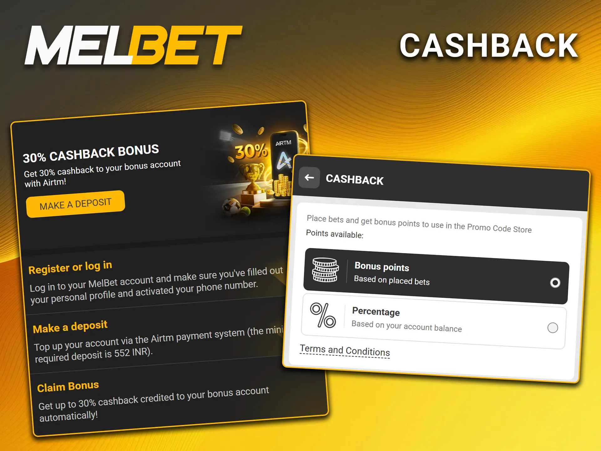 Make a deposit and get sports cashback at Melbet.