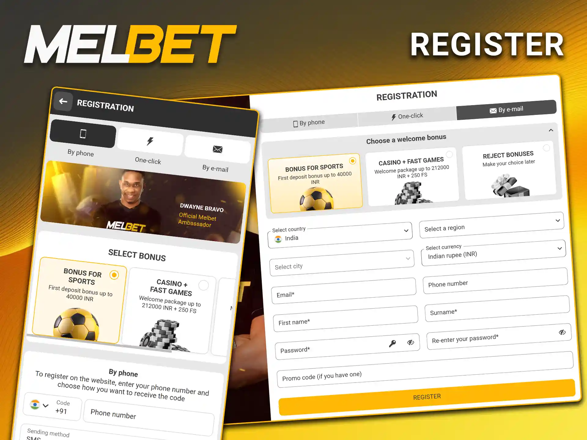 Fill out the signup form with your personal details to register on Melbet.