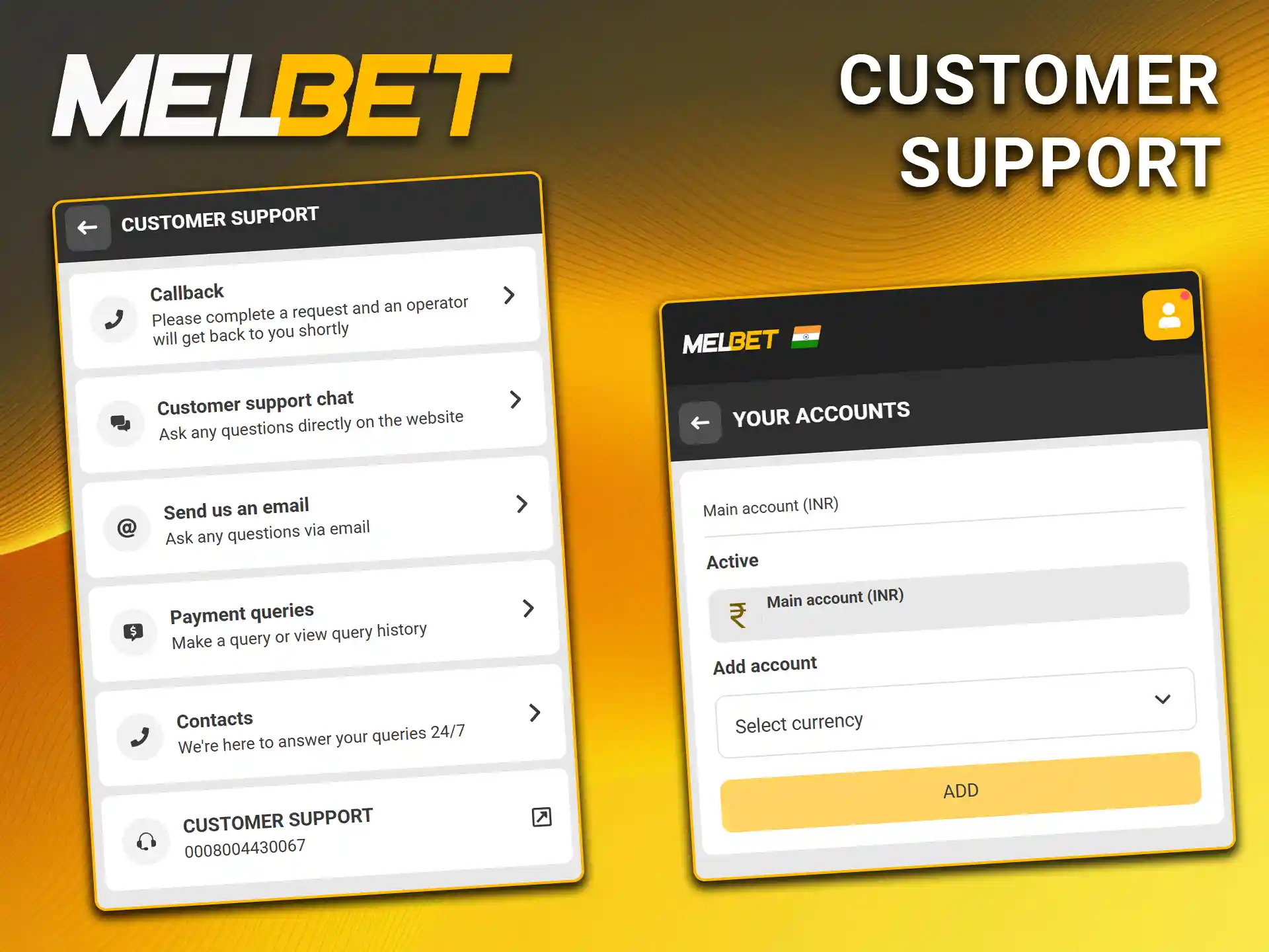 Contact support for questions regarding payments on Melbet.